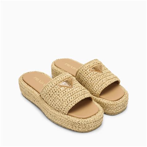 prada raffia bow flat slide sandals|Prada raffia slides for sale.